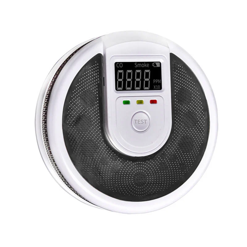 Battery Powered Home Use CO Smoke Leakage Monitor Travel Ready Voice Alert Combo Smoke Detector Carbon Monoxide Alarm with Displ