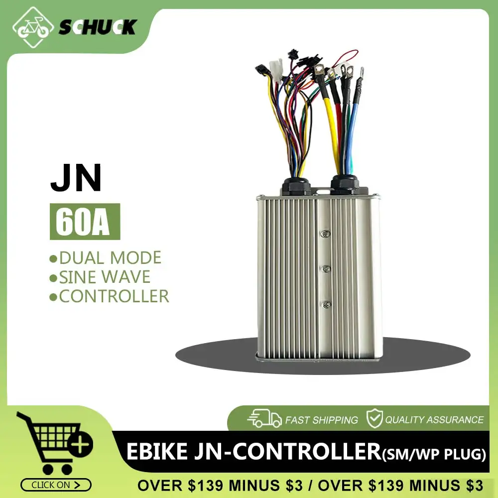 

JN 60A Controller Dual Mode Sine Wave 48V 56 72 Controller with Light Lock Plug for 1000/1500/2000/3000W Motor Work without Hall