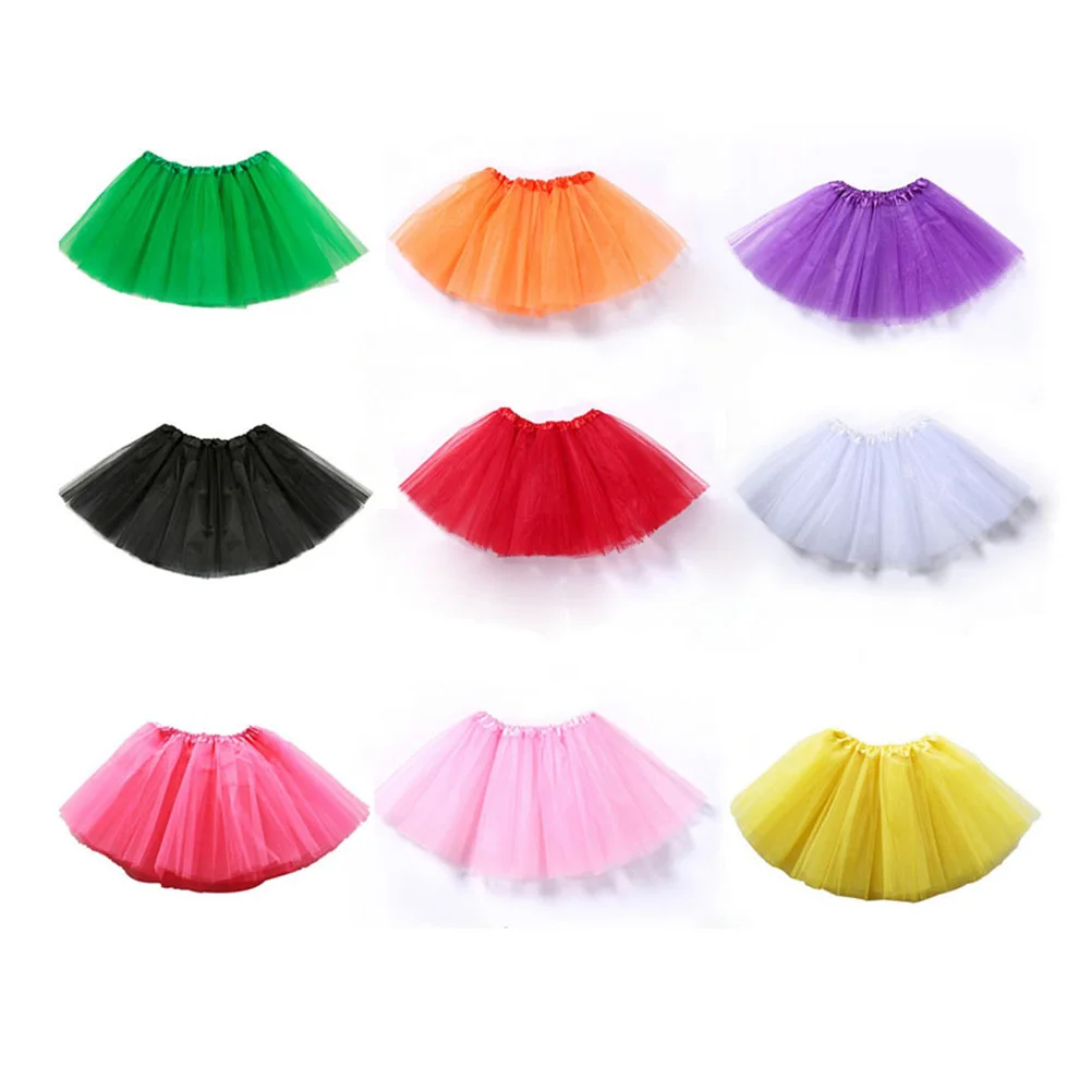 

38cm Waist 60-65cm Stretch 28cm Length 3 Layers Kids Tutu Skirt for Ballet Dances Costumes Halloween Party Dress Green