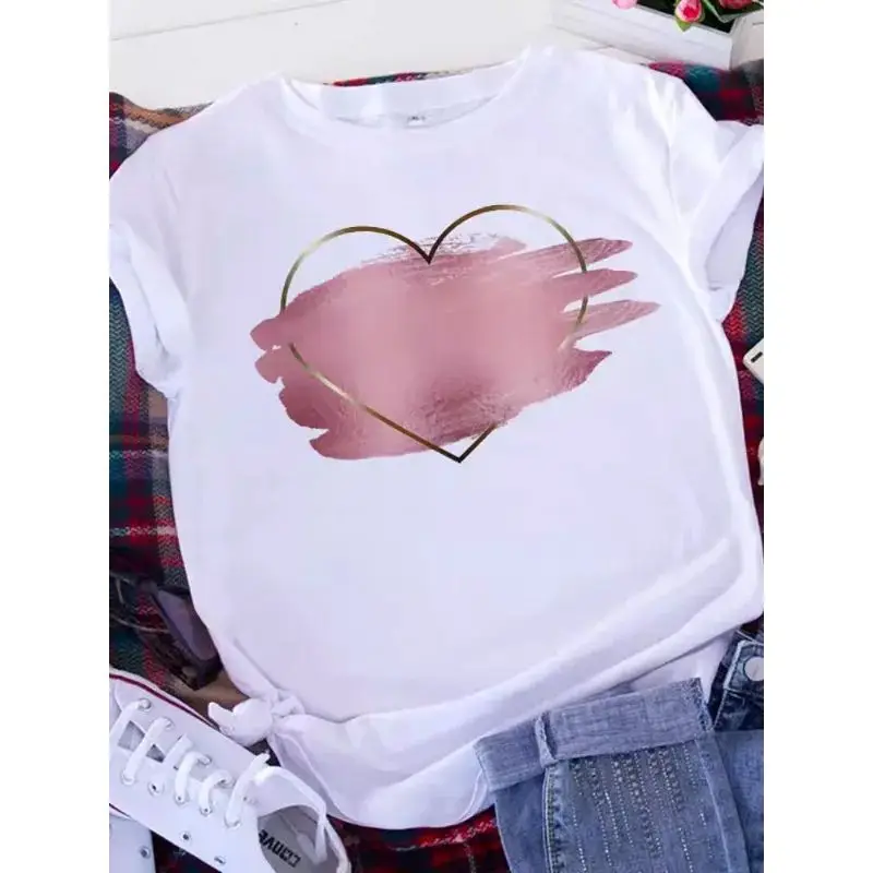 Brave Soul L T-shirt blanc rétro américain avec lettre d'amour pour femme Confortable en coton Matériau alternatif Premium Quali pour femme...