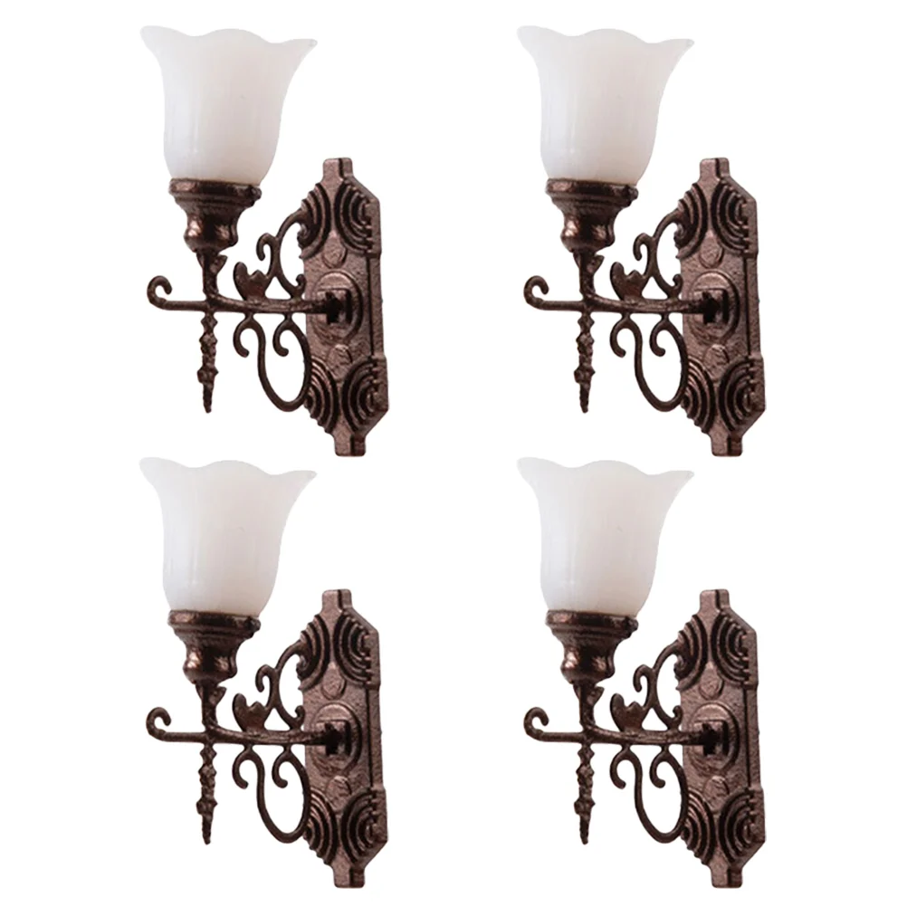 4-częściowy wystrój Micro Landscape Ornament Light Tiny Wall Lamp Model Toy Room Miniature Lights Lamps