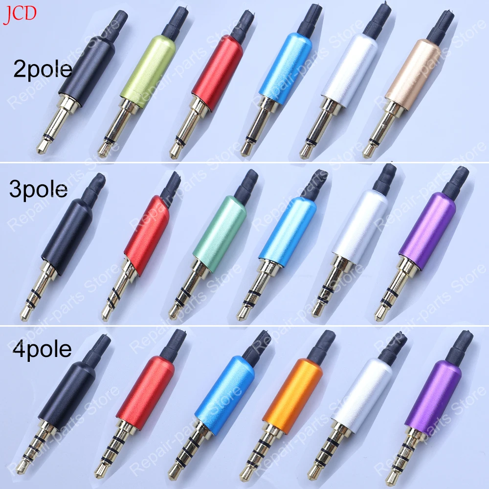 JCD 3.5MM Stereo Headphone Plug 2/3/4 Pin Male Gold-Plated Audio Adapter Set Speaker Headphone Jack AUX Solder Wire Connector