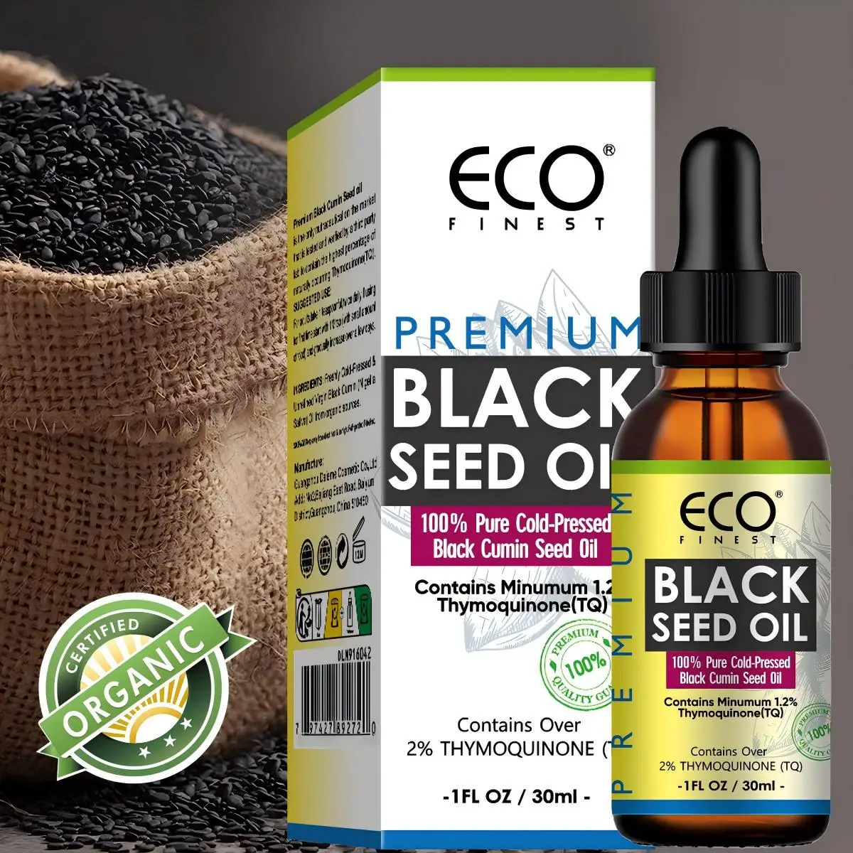 ECO finest-Black Cumin Seed Oil For Hair Growth Thicken Hair Cold Pressed Liquid Nourish Nail Skin Anti-oxidant Body Massage Oil