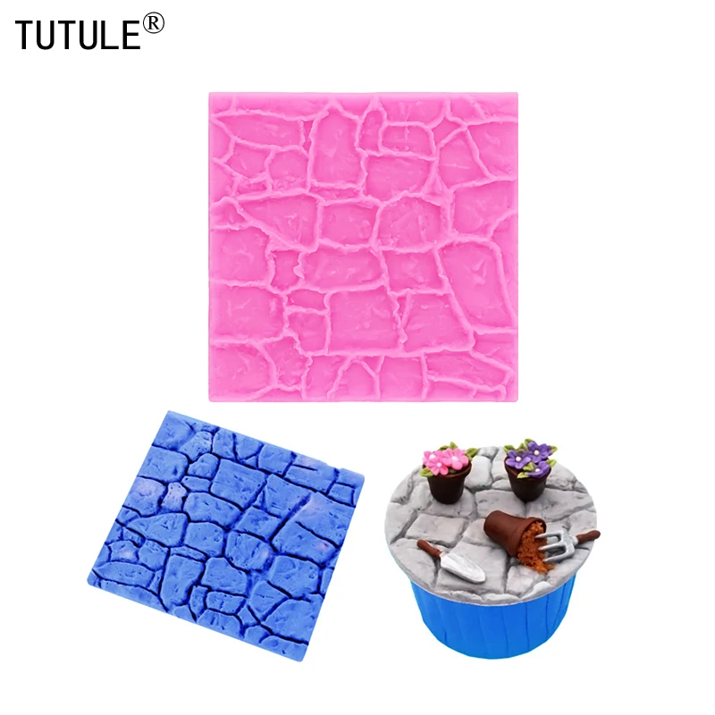 Antique stone brick wall grain fondant cake decoration silicone mold Brick Embossed DIY shaker epoxy Flexible Polymer Clay Mold