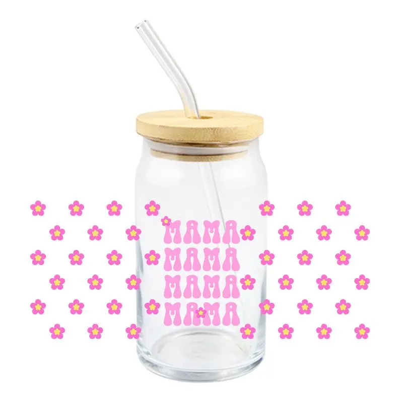 Mother\'s Day UV DTF Wrap Transfer Stickers Cartoon Cute Design Waterproof Wrap For Bottles Cups Mugs Decal