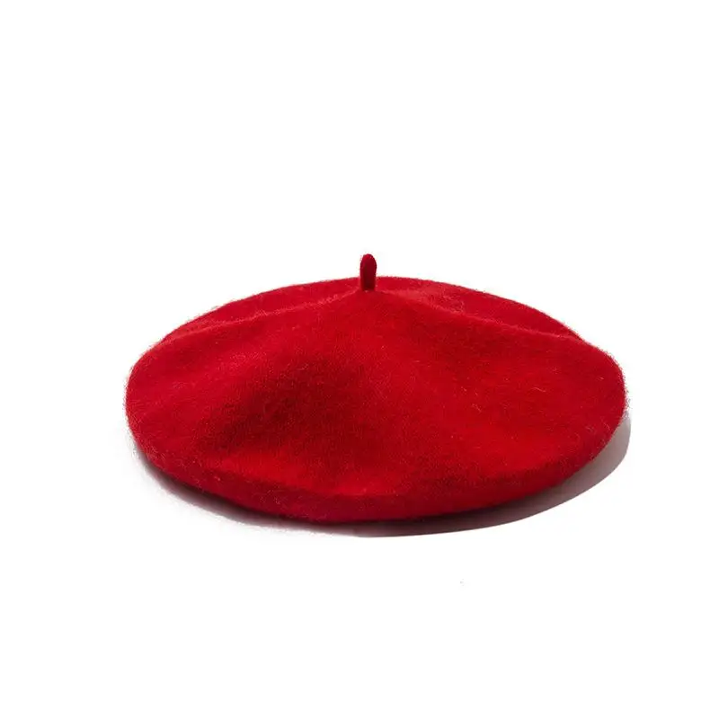 Czapka zimowa damska czapka malarz z dzianiny Beret z dyni kobieta Boina jednolity kolor Casual Vintage czarny czerwony