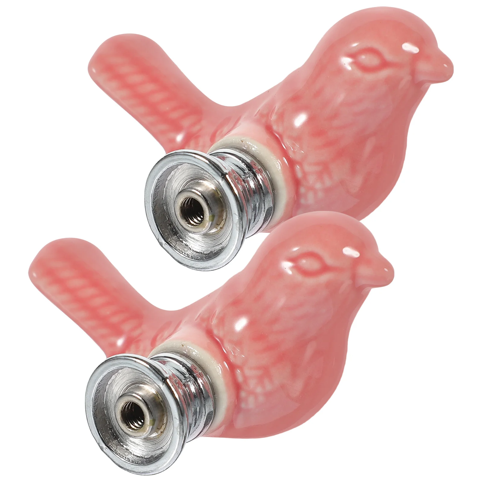 

2Pcs Ceramic Closet Pull Bar European Style Adorable Drawer Handle for Cabinets Pink Silver Cabinet Handle of European Style
