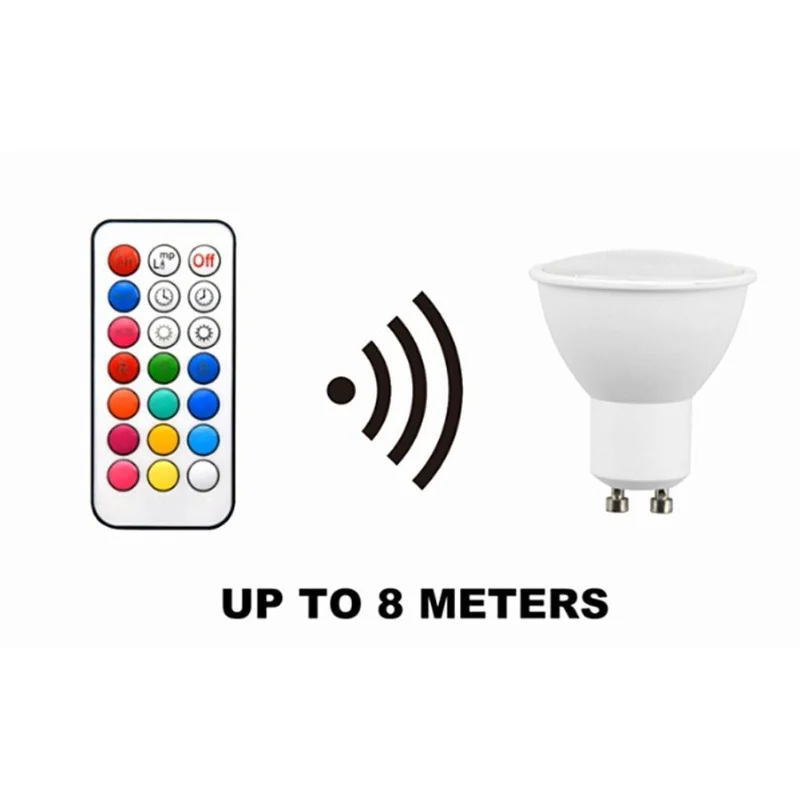 RGBW GU10 LED que cambia de Color, 2 modos de iluminación, bombilla LED RGB de 3W con Control remoto, función de temporizador de memoria para Bar y escenario