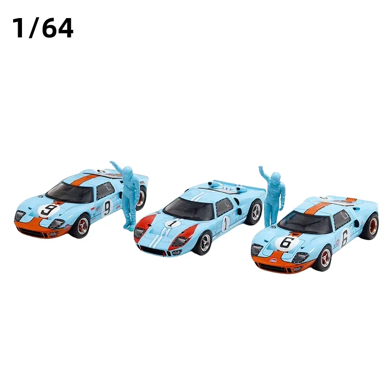 FY 1:64 Ford GT40 Mk1 Le Mans Racing No. 6 No. 9 Bay Alloy static model, children's collection toys, holiday gifts for children.