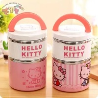 Sanrioed Hello Kittys Lunch Box Kids Double Layer Bento Box Student Cartoon Insulated Bucket Portable Meal Box Anti-Drop Gift