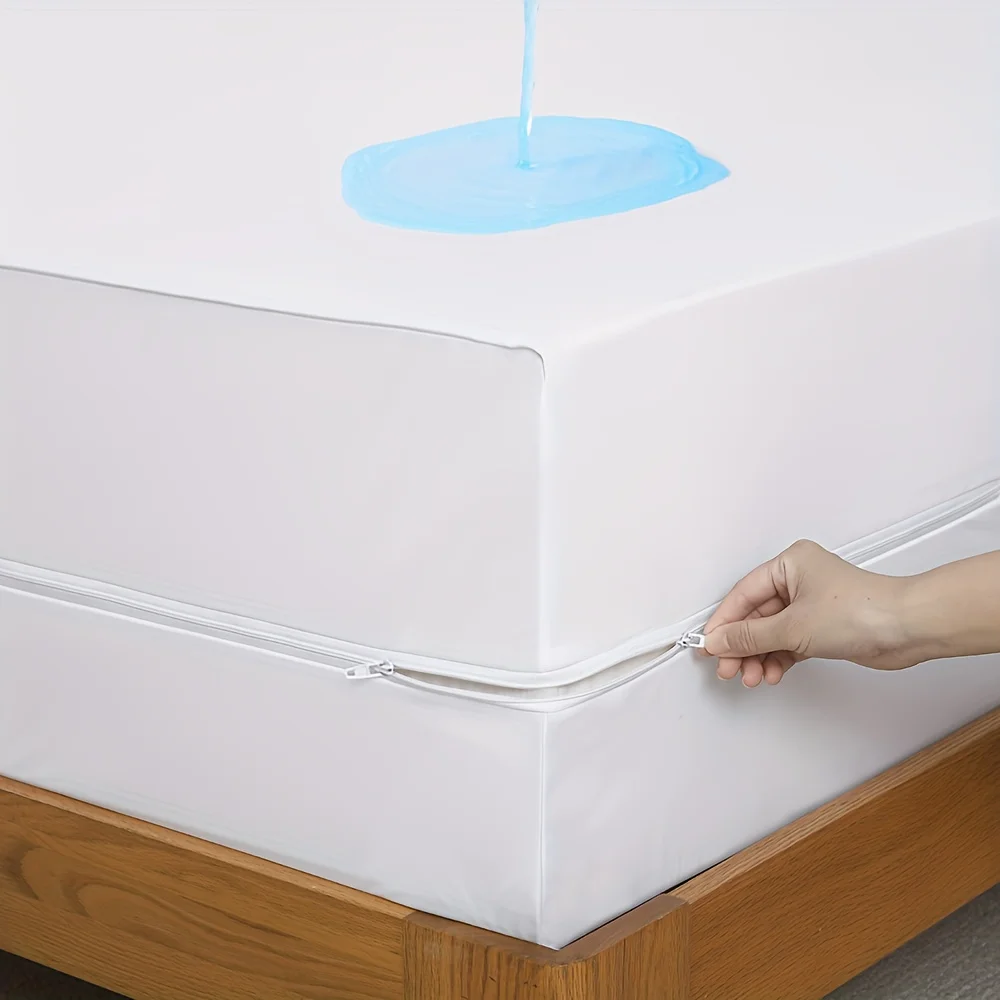 Protecteur de matelas imperméable à 2 fermetures éclair et 6 côtés, tissu tricoté Ultra doux, respirant et silencieux