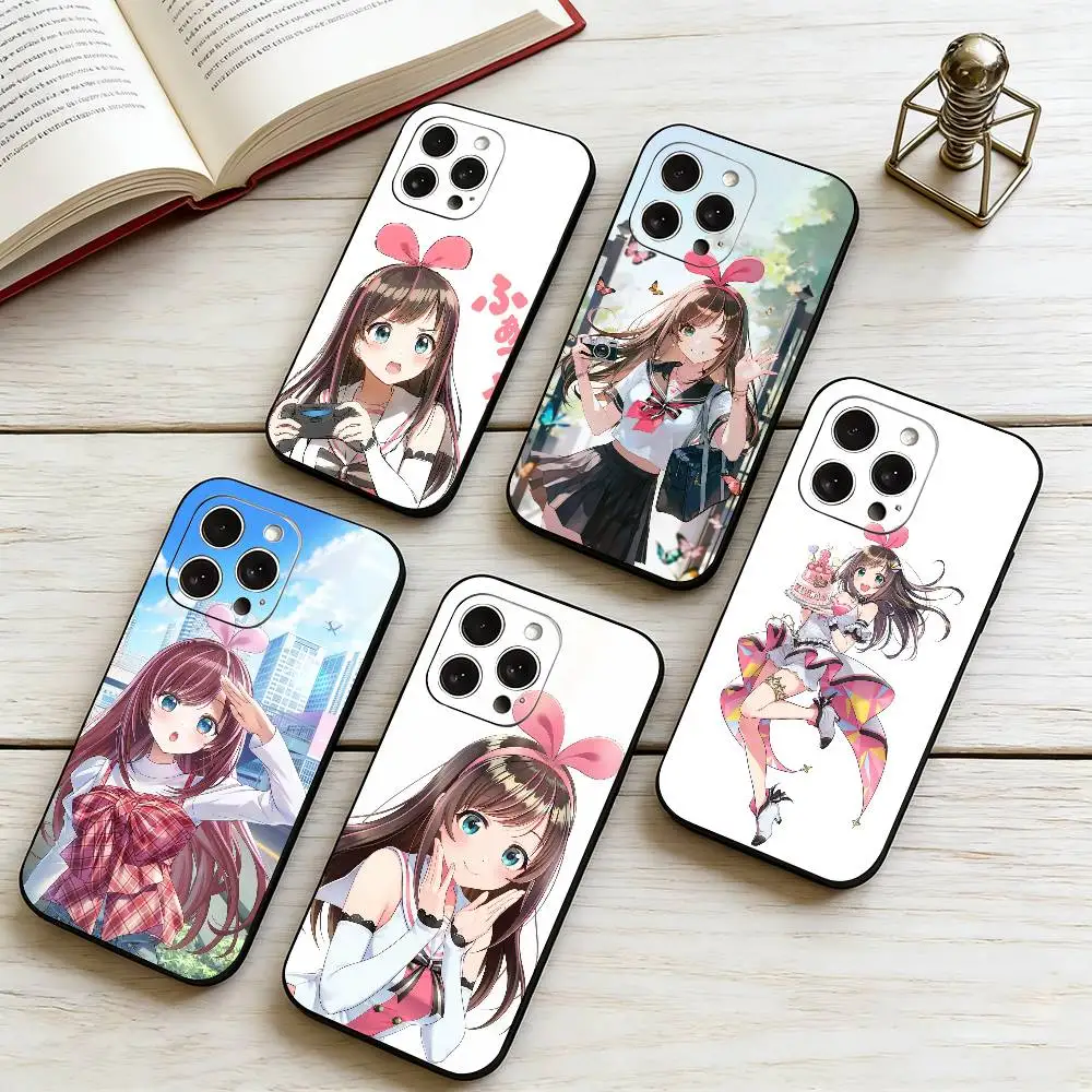 Чехол для телефона VTuber Kizuna AI для iPhone 17, 16, 15, 14, 13, 12, 11 Plus, Pro Max и других моделей, мягкий черный чехол