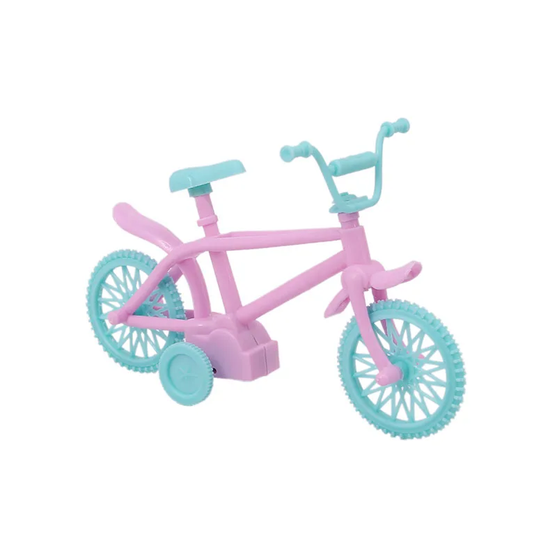 Mixed Style Miniature Doll Accessories Pink Green Plastic Bicycle Outdoor Sports Toys DollHouse Decor For Ken Doll Kids Toy Gift