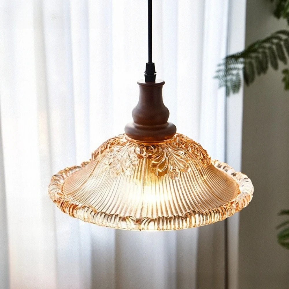 

American retro bedroom chandelier flower glass French vintage bar counter tea room restaurant decoration lighting fixtures