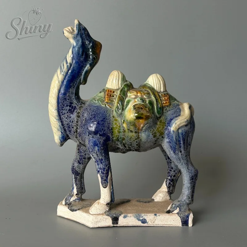 

Tang Sancai Blue-Glazed Camel Antique-Style Ceramic Collectible Decorative Piece
