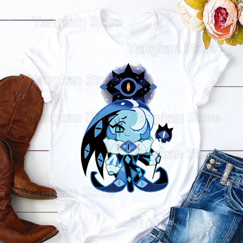 

Футболка с принтом Shadow Milk Cookie, повседневная футболка с круглым вырезом и короткими рукавами, женская одежда