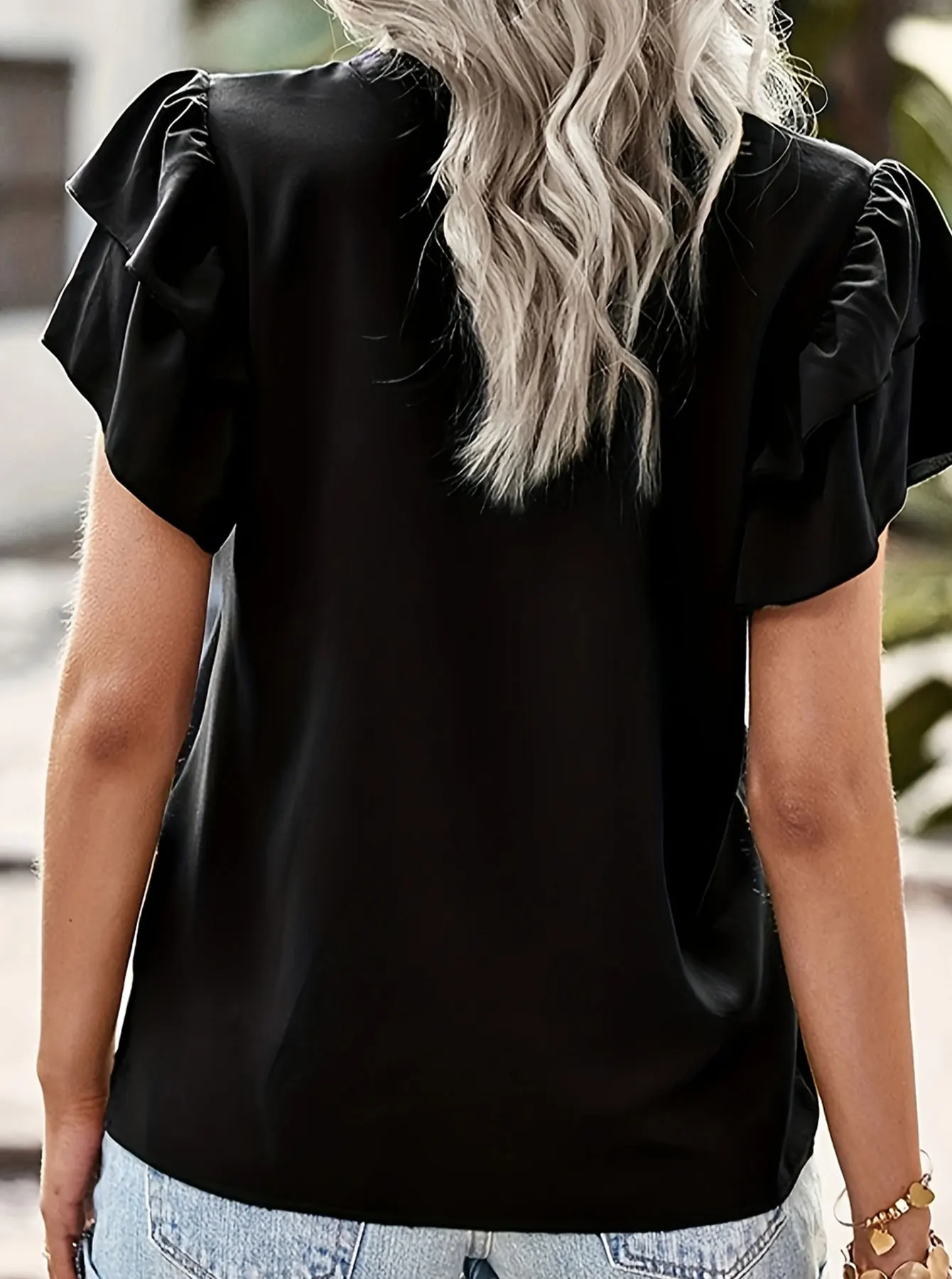 قميص نسائي أسود مقاس كبير قميص صيفي أنيق أنيق قميص نسائي كاجوال عصري أسود #6