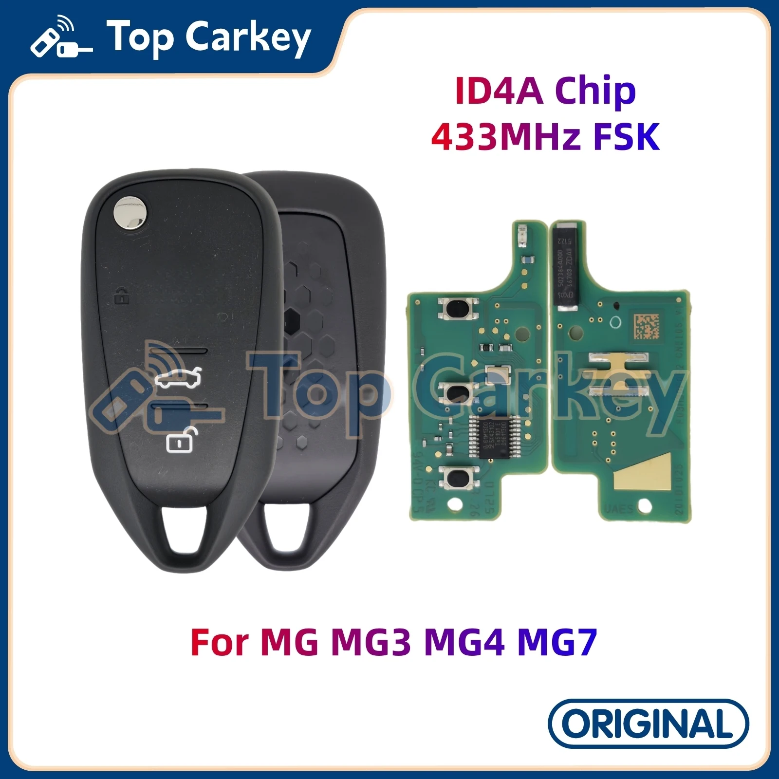 

TopCarkey Original Remote Key Flip Key ID4A Chip 433MHz for MG MG3 MG4 MG7