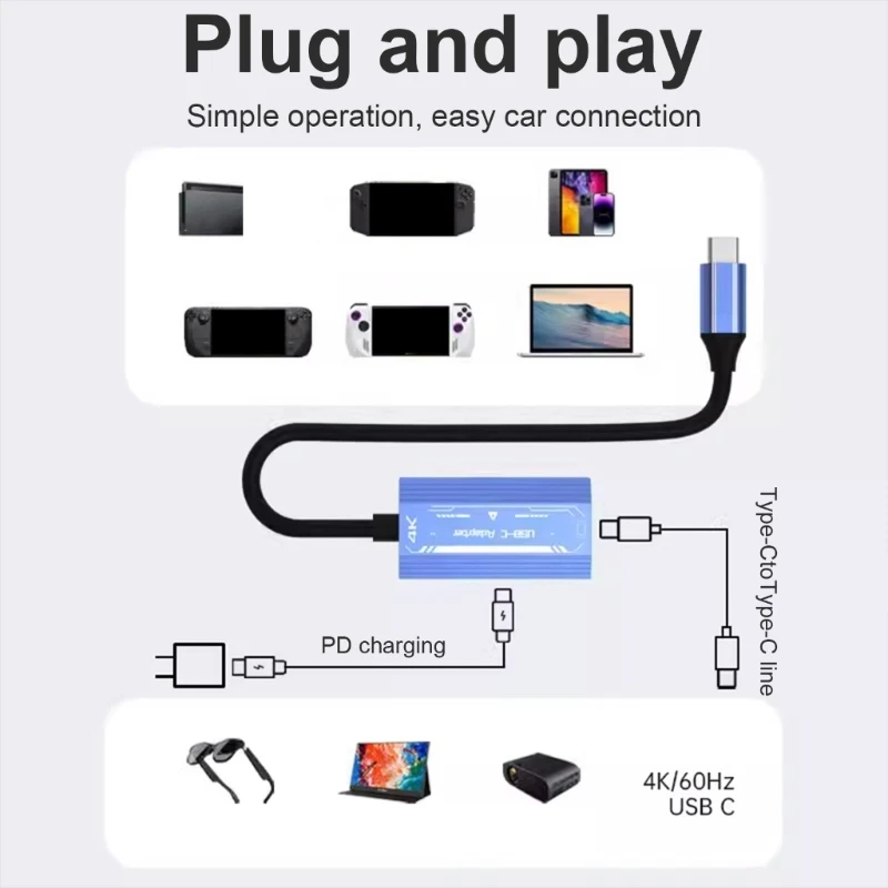 PD100W 2-Purpose Type C to Type C PD100W Connectors for AR Glasses and Devices Q1JF