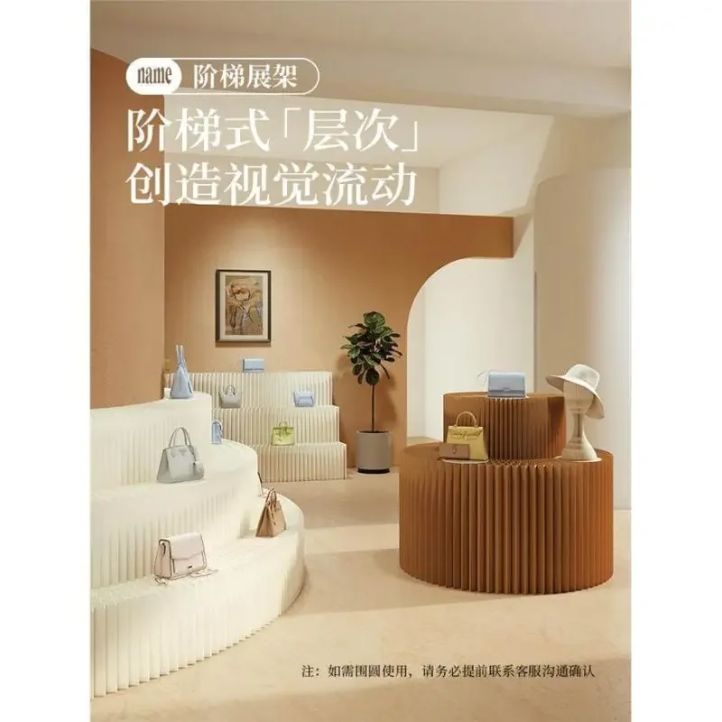 Eco-Friendly Folding Commercial Display Stand Space-Saving Retail Island Tiered Showcase Shelf for Samples