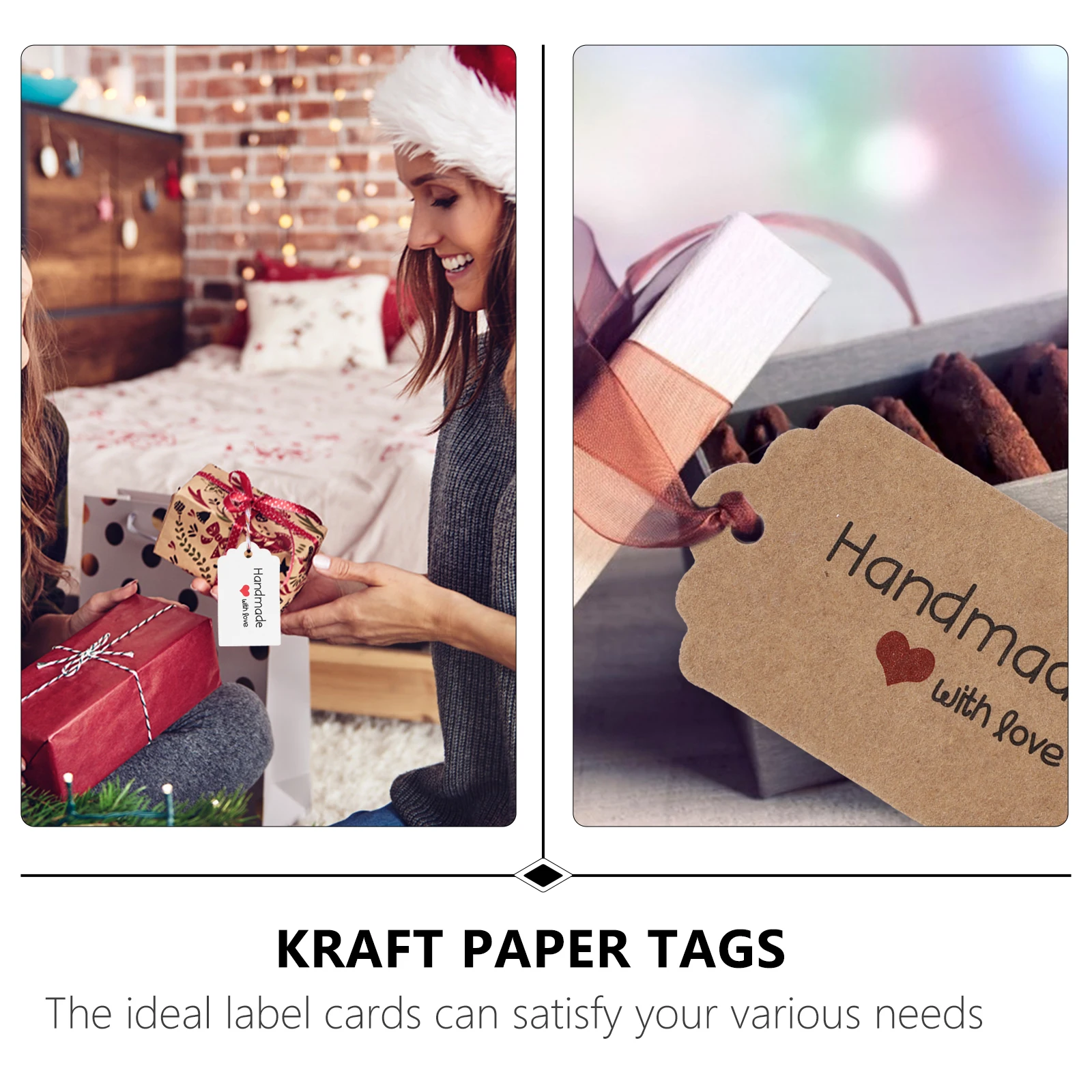 

200 Pcs Kraft Paper Hang Tag Food Packing Label Package Tags Wedding Party Tabs Commodity Gift for Hanging The