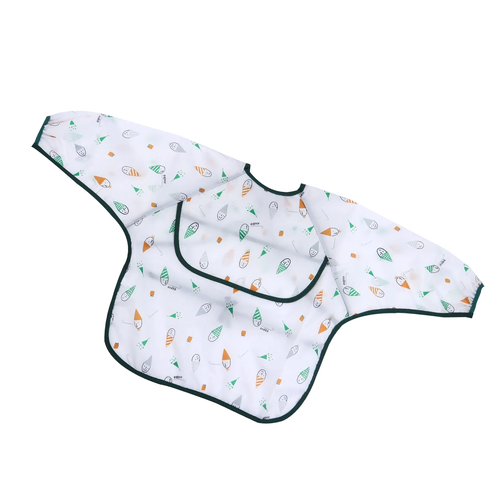 

Cartoon Snowman Pattern Waterproof Long Sleeve Baby Bib for Feeding Dining Play Oil Proof Easy Dry Adjustable Neck