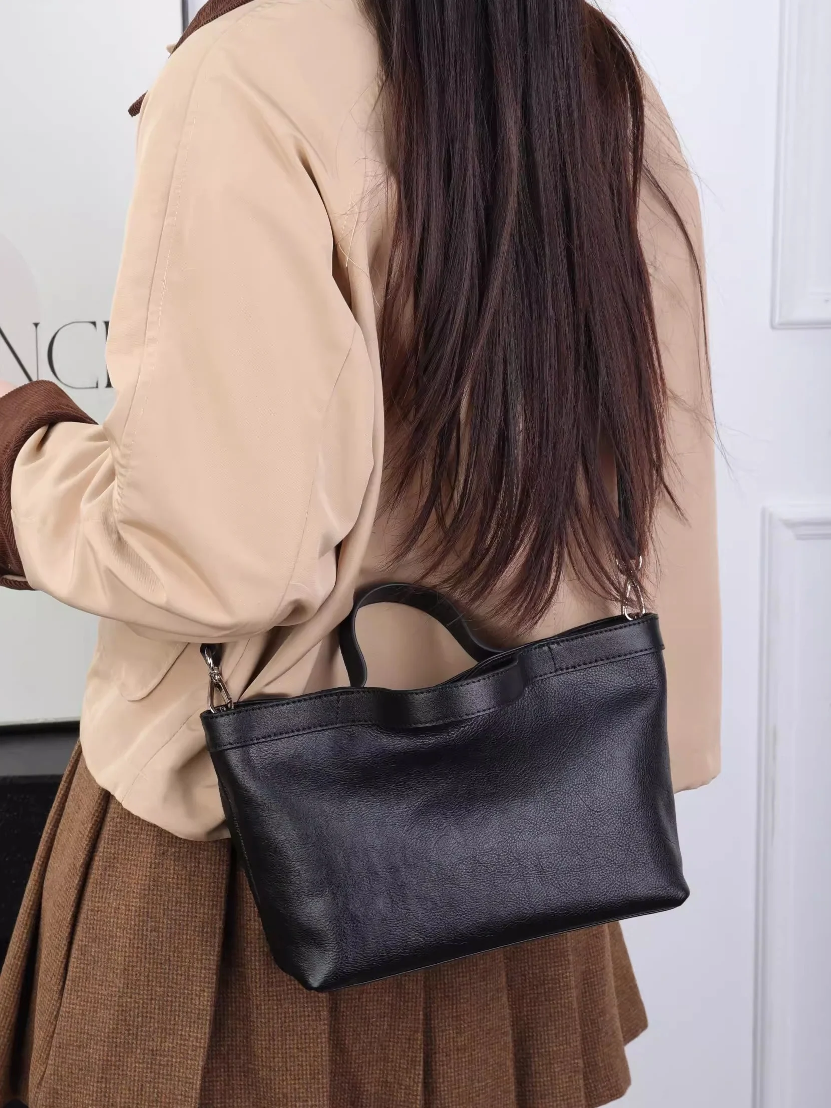 

Faionable Ретро мягкая кожаная сумка-тоут, женская большая вместительная сумка, роскошная сумка со съемным ремешком, повседневное использование