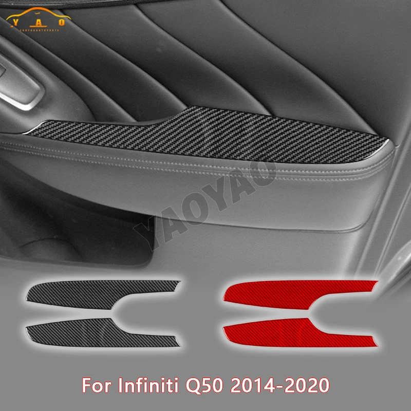 

Carbon Fiber For Infiniti Q50 2014-2020 Car Parts Front Door Armrest Panel Decorative Cover Interior Decoration Sticker