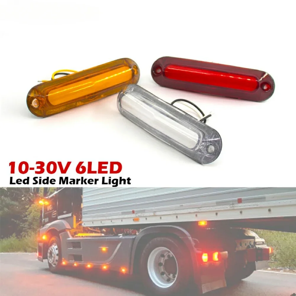 ATVOV 10pcs 6 LED 12V 24V Side Marker Light External Warning Clearance Indicator Tail Lamp Trailer Truck Lorry Tractor Caravan