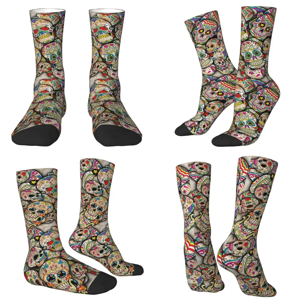 جوارب مجمعة على شكل جمجمة السكر جوارب هاراجوكو فائقة النعومة طوال الموسم جوارب طويلة إكسسوارات لهدايا عيد الميلاد للرجال والنساء