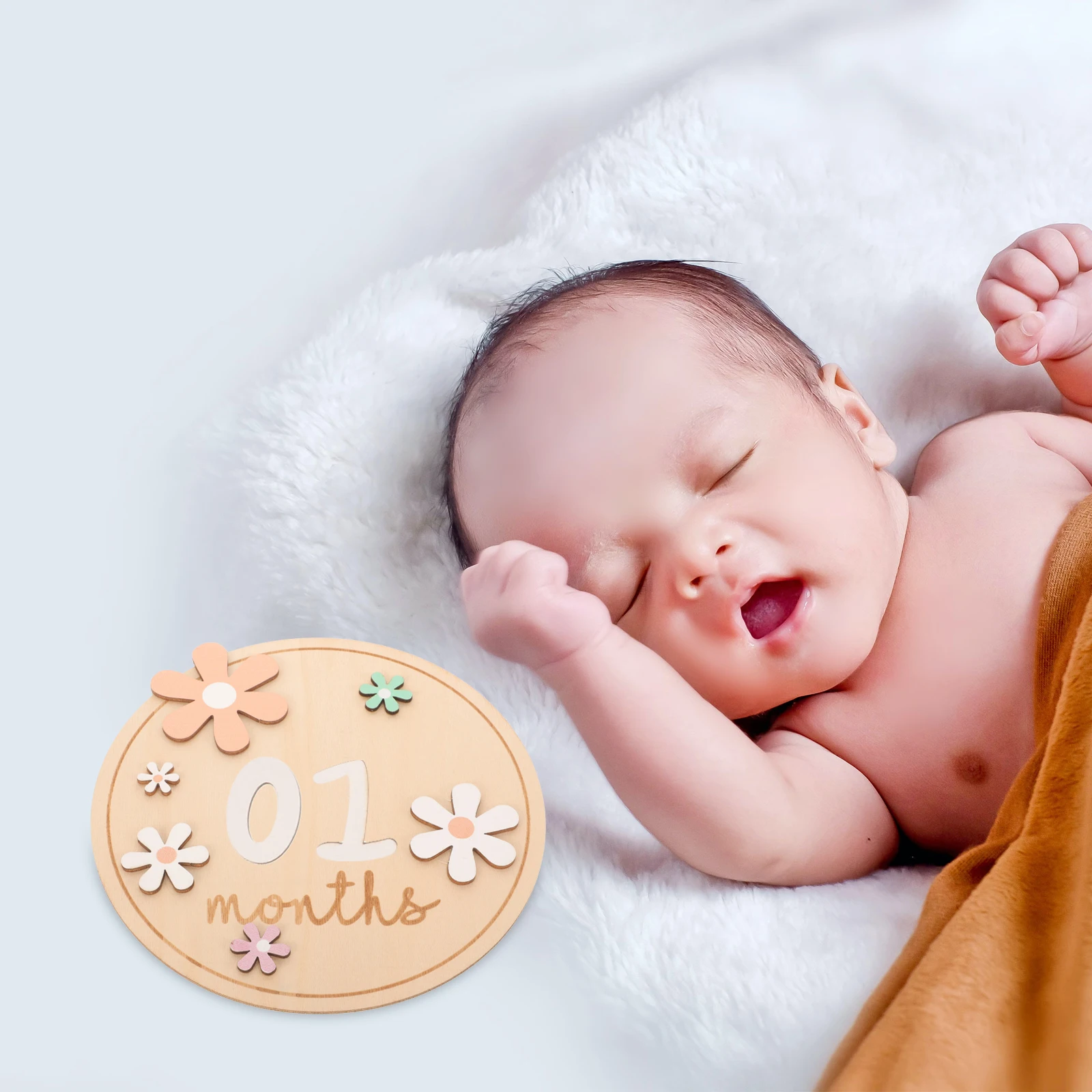 

Monthly Milestone Card Baby Announcement Props 17x17x2cm Boxed Wooden Signs Newborn Photo Growth Crawl Memory Kit Infant Nursery