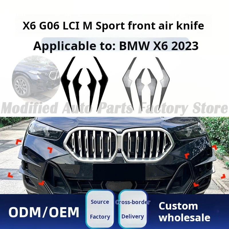 

Suitable for BMW X6 G06 LCI M Sport 2023 + Front Air Knife Trend Grille Sticker Modification