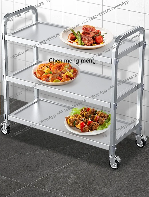 

Commercial three-layer dining car, stainless steel mobile food delivery bowl truck