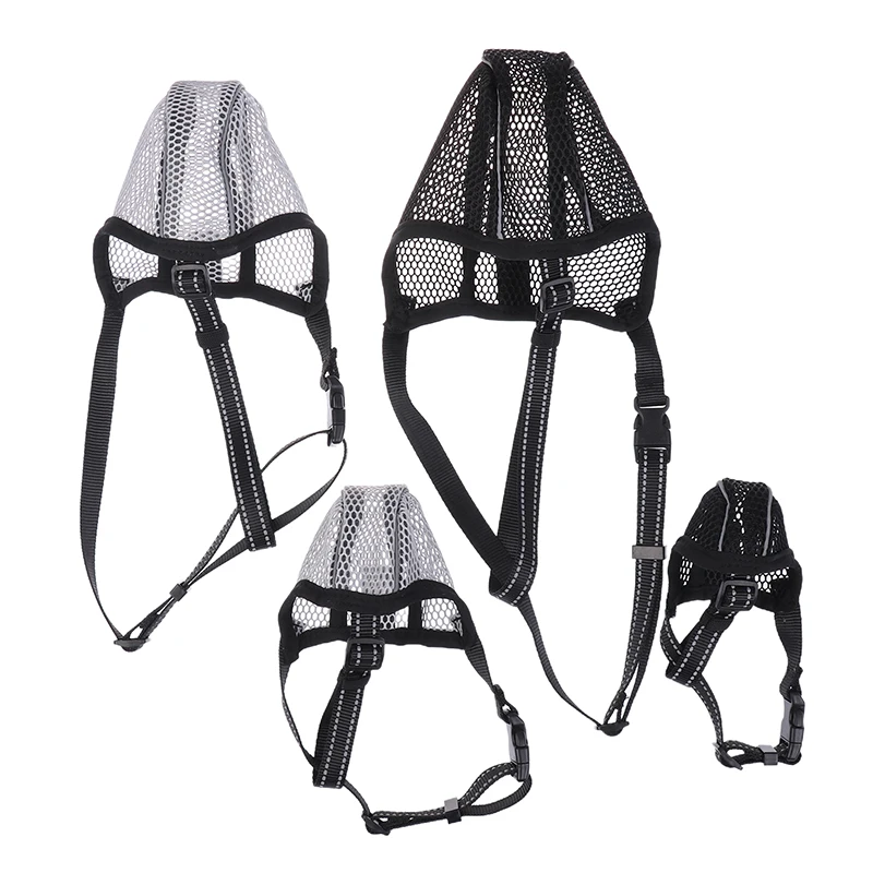 Dog Mesh Muzzle With Reflective Strips For S/M/L Dogs Anti Biting Scavenging Chewing Muzzle Allows Dogs To Pant And Drink