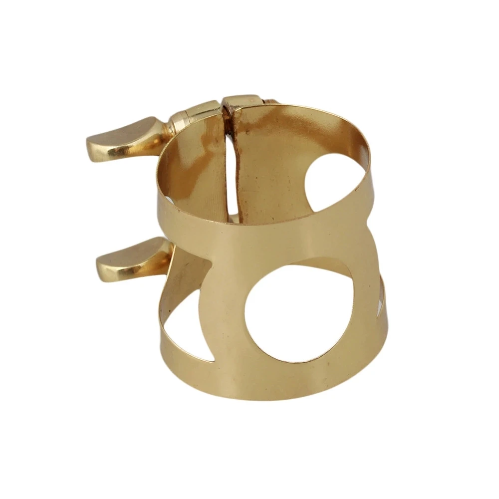 Metal golden saxophone ligature with double screw adjustment