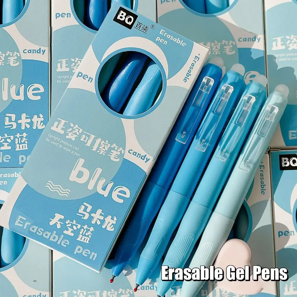

4 шт./упак., стираемые гелевые ручки с синими/черными чернилами, 0,5 мм ST, гладкая нейтральная ручка для письма, канцелярские принадлежности, быстросохнущая ручка для письма для студентов