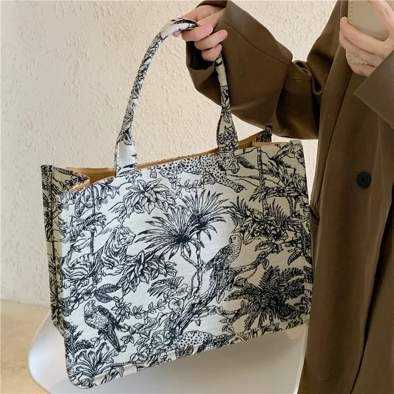 JulioFlorecer Vintage Printing Women Shoulder Bag Large Capacity Tote Bag For Ladies 2023 Trend Shopper Handbag Messenger Bag