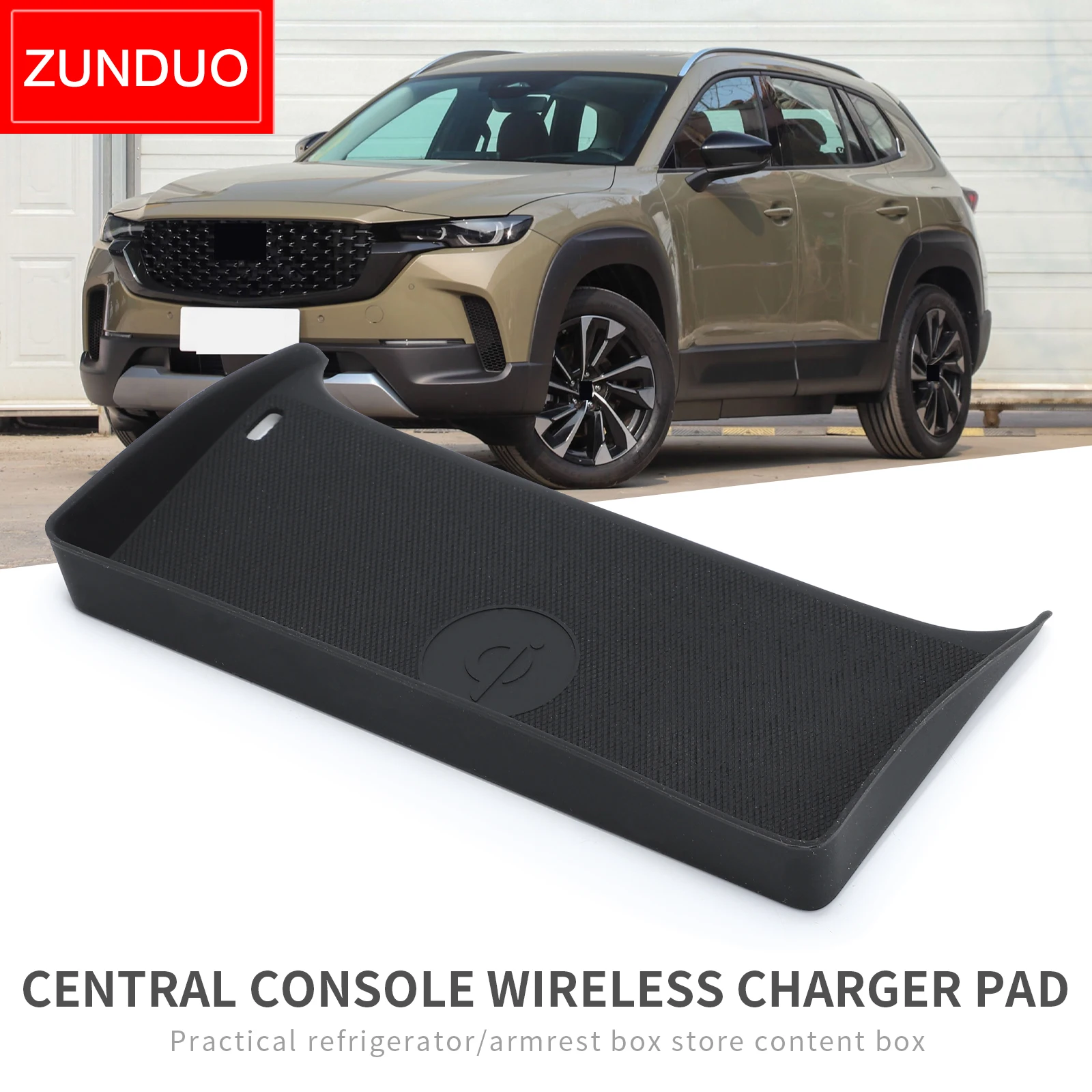 

ZUNDUO for Mazda CX-50 Anti-skid Central Console Wireless Pad Silicone Car Interior Accessories Non-slip Mat Black