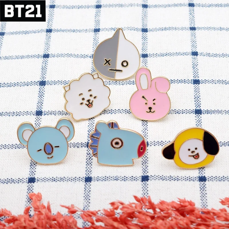 Kawaii Bt21 Cooky Tata Broche, Fãs de Emblema, Alloy Pins, DIY Chapéus, Roupas, Decoração Mochila, Acessórios de Vestuário, Presentes, Colecionar, Novo