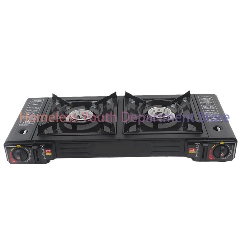 

Portable Double Gas Cooktop Cast Iron Table Stove with Electronic Ignition for Outdoor Camping & Hotels