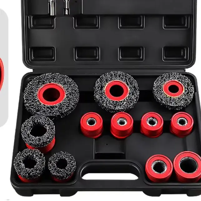 15PCS Car Wheel Cleaner Brush Set For Rust Removal On Nuts And Bolts With Drill Adapter Automotive Tool Kit