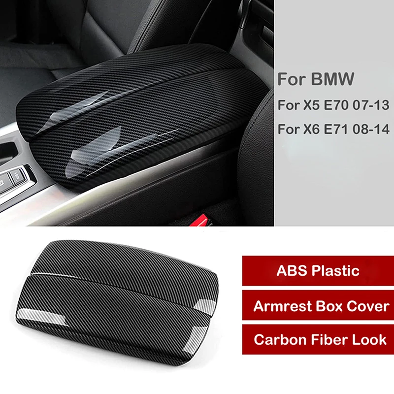 LHD RHD Car Center Armrest Console Box Trim Cover Carbon Fiber Look For BMW X5 E70 2007-2013 / X6 E71 2008 2009 2010 2011-2014