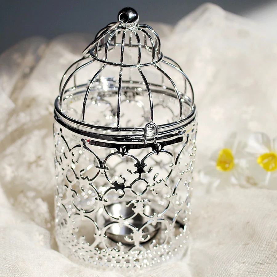 Vintage-Stil Eisen-Vogelkäfig Kerzenhalter Metall-Teelichthalter für Hochzeitstischdekoration und Heim-Mittelstück – Detail 7