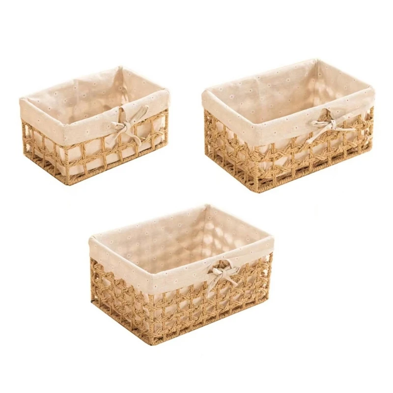 

Handmade Sturdy Paper Rope Woven Storage Basket Home StorageSolution for Decluttering Desks and Living Area Use