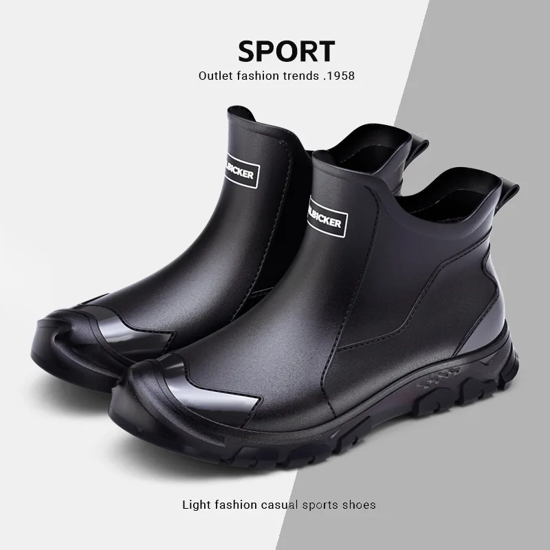 

Korean Style Short Rain Boots Men's Outdoor Anti-slip Couple Shoes Special Large Size Fashionable Casual Parent-Child Shoes