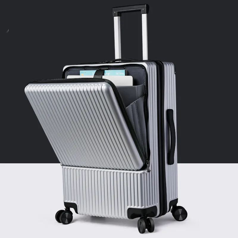 Aluminum frame luggage mute universal wheel trolley case large capacity zipper password hard suitcase