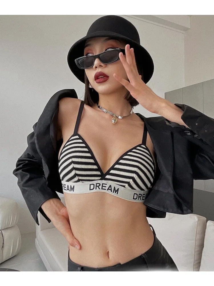 YUQI French Triangle Bra - Thin Adjustable Bralette for Big Small Chest Backless Sports Bra Comfortable Push Up Beauty Underwear