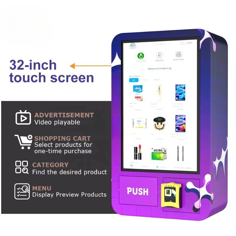 Wall Mounted Vending Machine with Card Reader Age Verification Touch Screen Smart Mini Vending Machine for Clubs