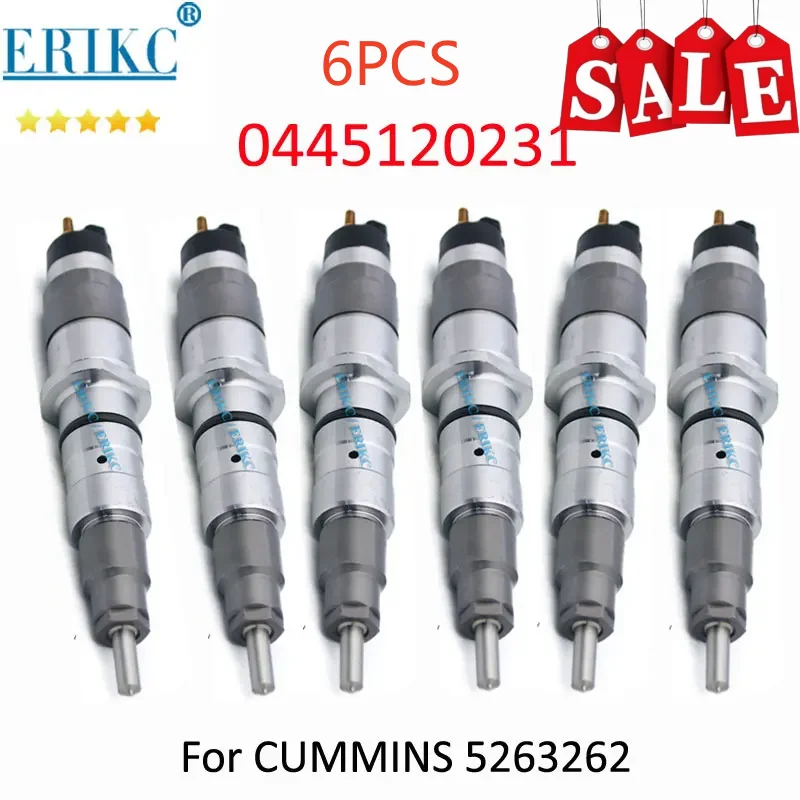 6PCS 0445120231 0445 120 231 Diesel Engine Common Rail Injector Assy 0 445 120 231 Fuel Auto Nozzle Sprayer for CUMMINS 5263262