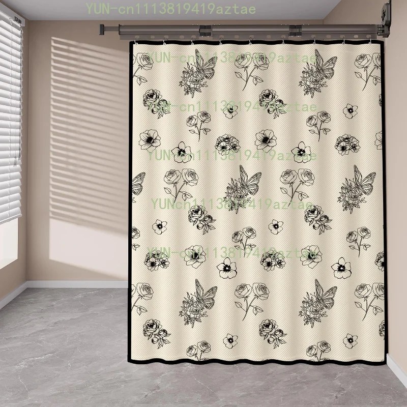 No Drill Invisible Foldable Shower Curtain with Hooks, Waterproof Splash Guard Bathroom Liner for Wet Dry Separation Partition